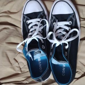New without tags converse All stars black sneakers with blue trim/inside, size 8